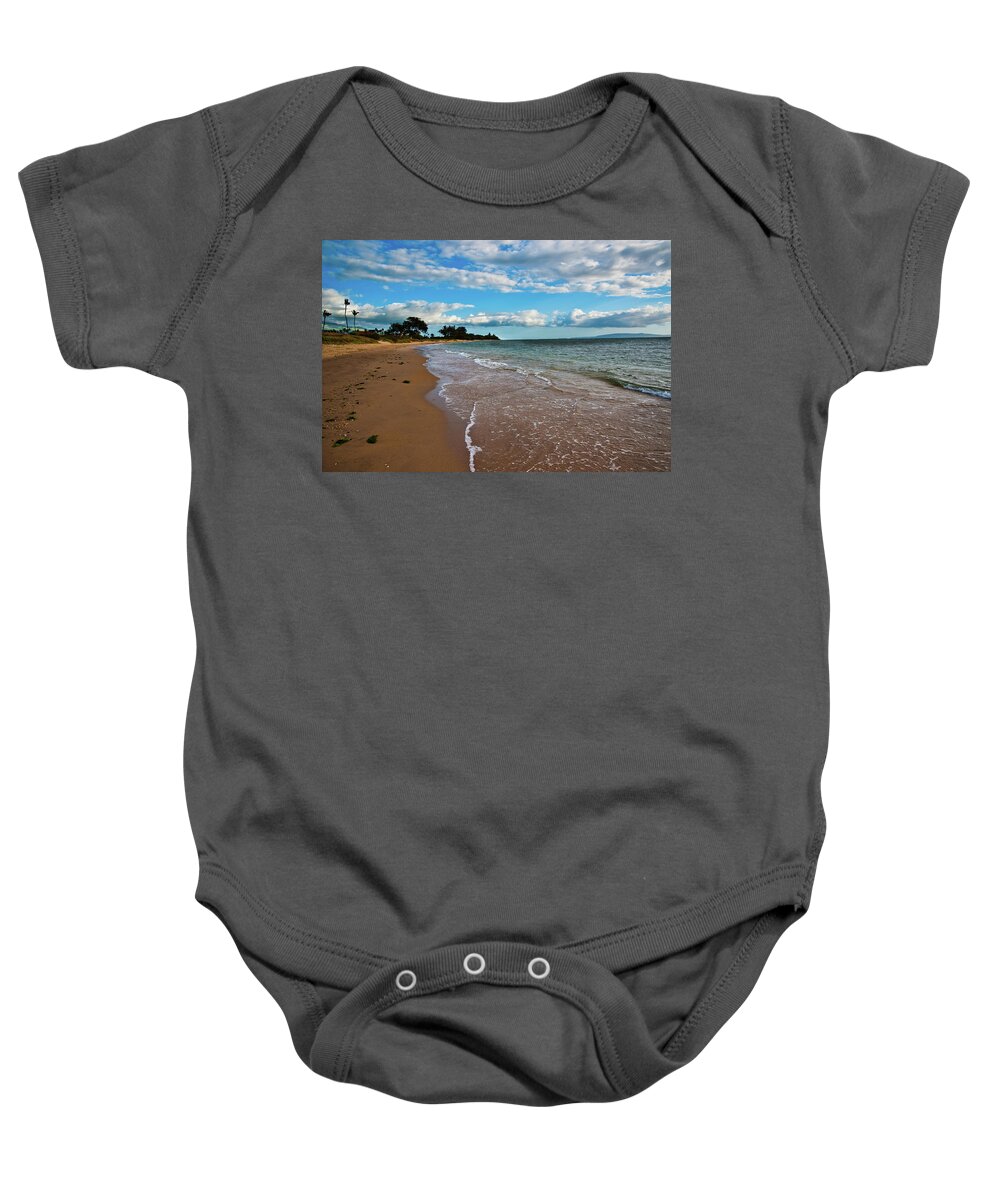 Ocean Baby Onesie featuring the photograph Tranquil Beach by Harry Spitz
