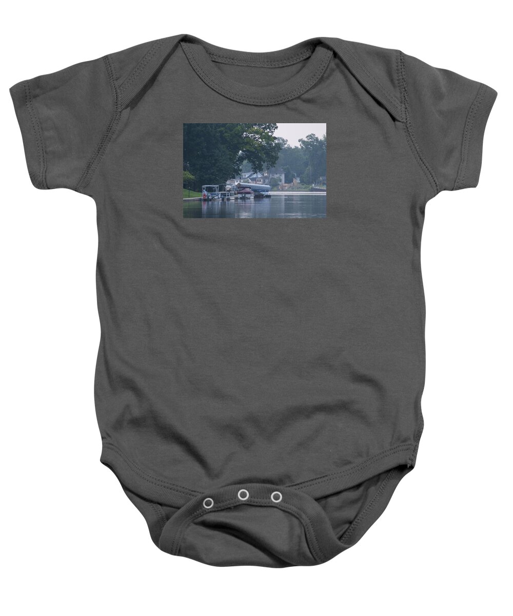 Boat Baby Onesie featuring the photograph Tranquil river by Brian Green