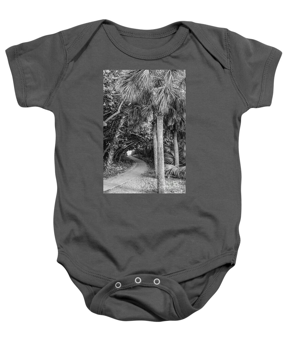 Bathtub Beach Baby Onesie featuring the photograph Tree Tunnel 2, Black and White by Liesl Walsh