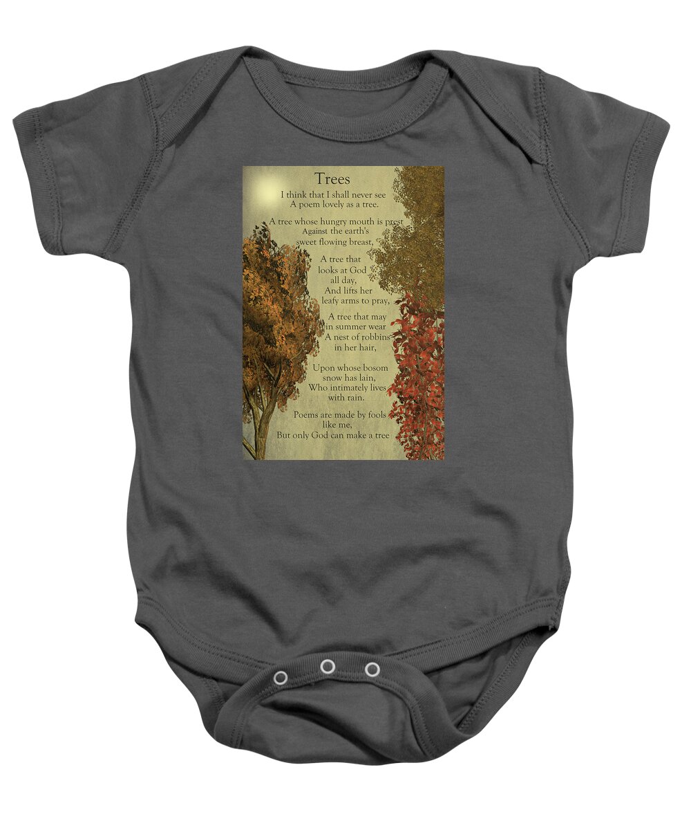 Trees Baby Onesie featuring the mixed media Trees by David Dehner