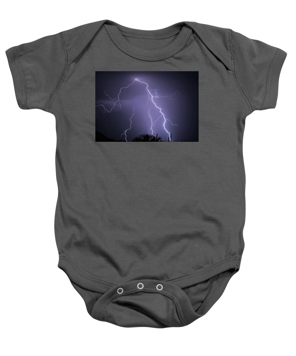 Monsoon Storms Baby Onesie featuring the photograph Tucson Mountain Park by Elaine Malott
