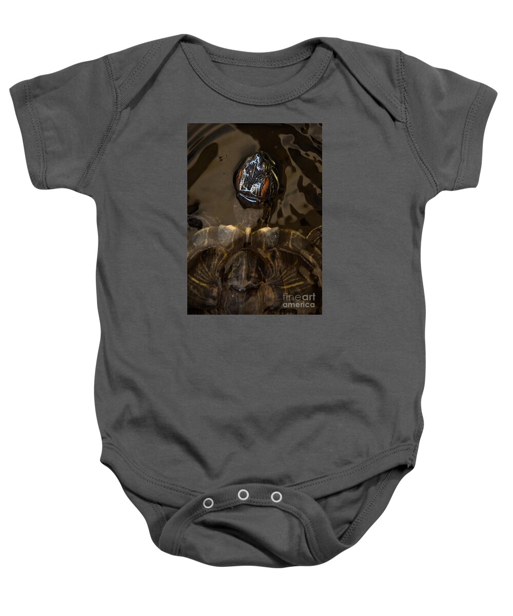 Cheryl Baxter Photography Baby Onesie featuring the photograph Turtle in the Water by Cheryl Baxter