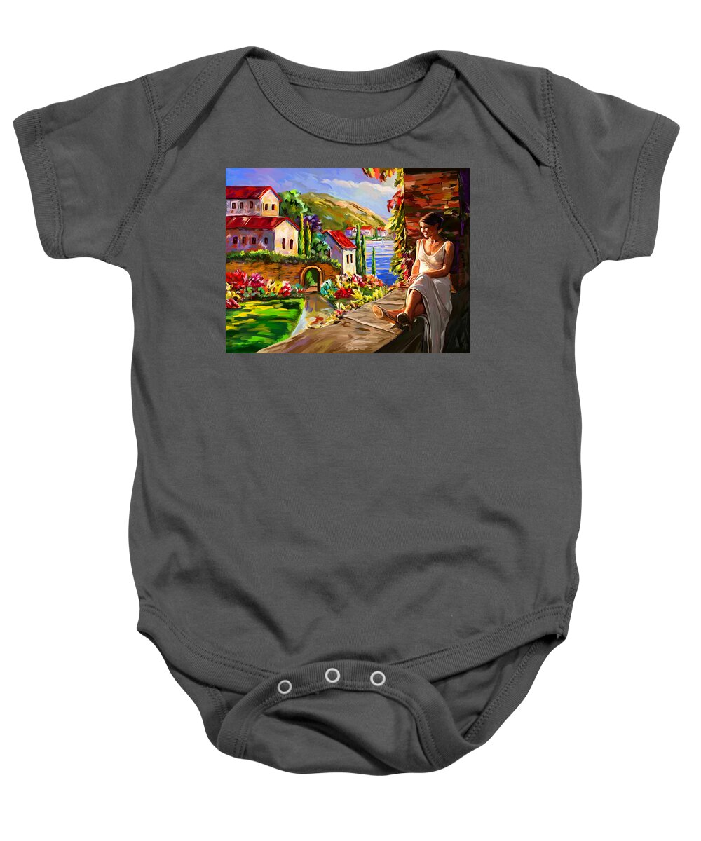 Tuscany Baby Onesie featuring the digital art Tuscany Seascape by Tim Gilliland