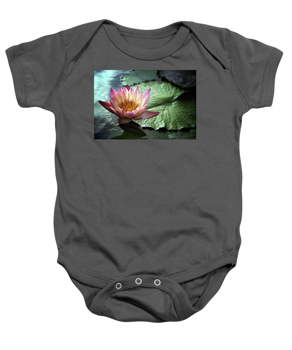 Lily Baby Onesie featuring the photograph Twilight Lily by Jessica Jenney