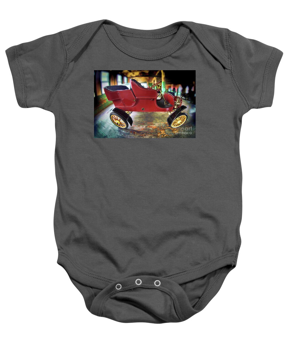 Red Baby Onesie featuring the digital art Twisted-t by Anthony Ellis