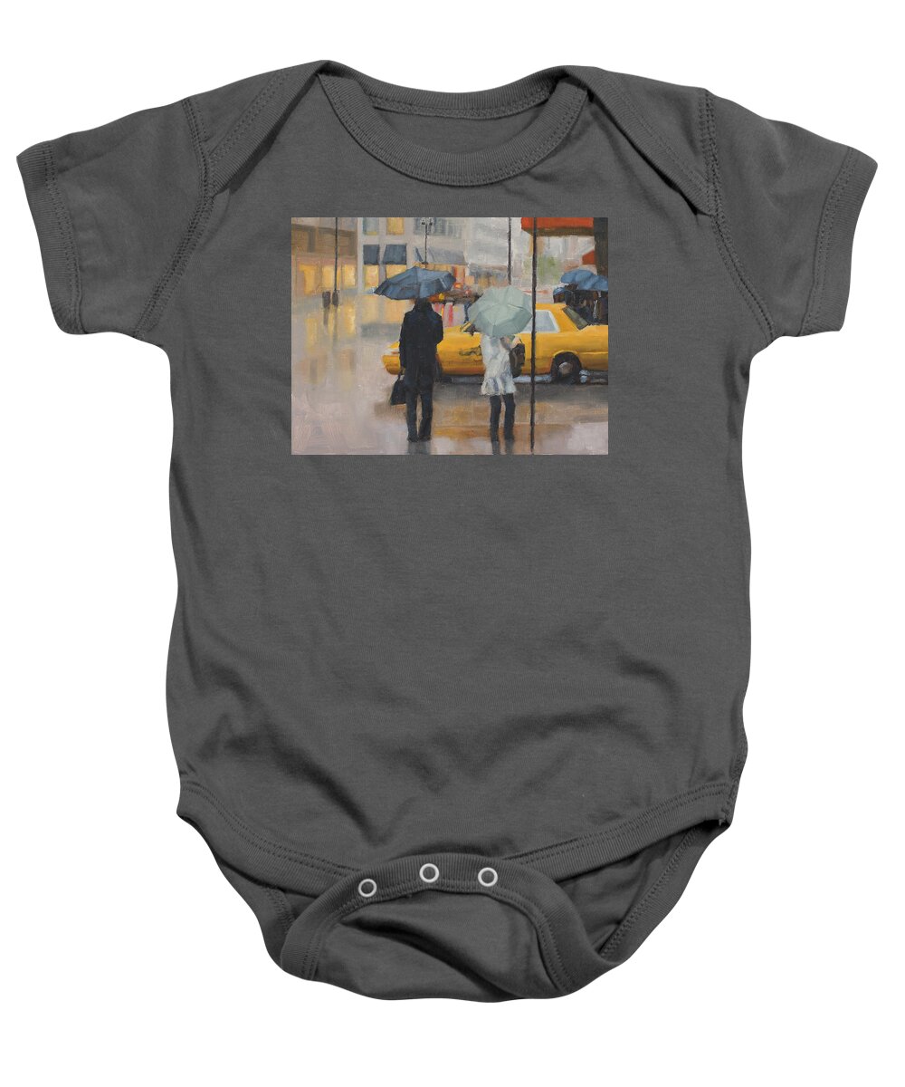 Rain Baby Onesie featuring the painting Two curbside by Tate Hamilton