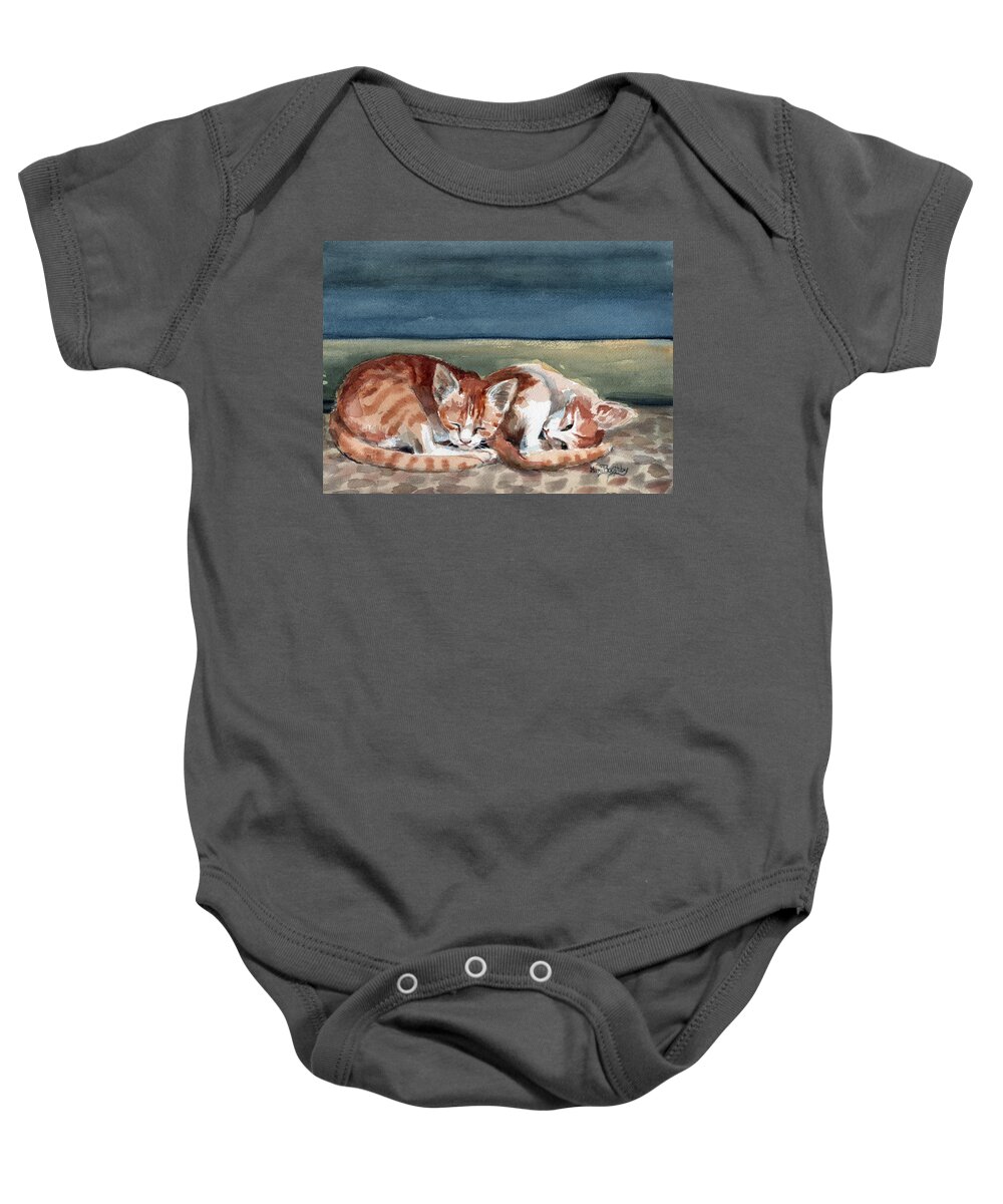 Cats Baby Onesie featuring the painting Two kittens by Mimi Boothby