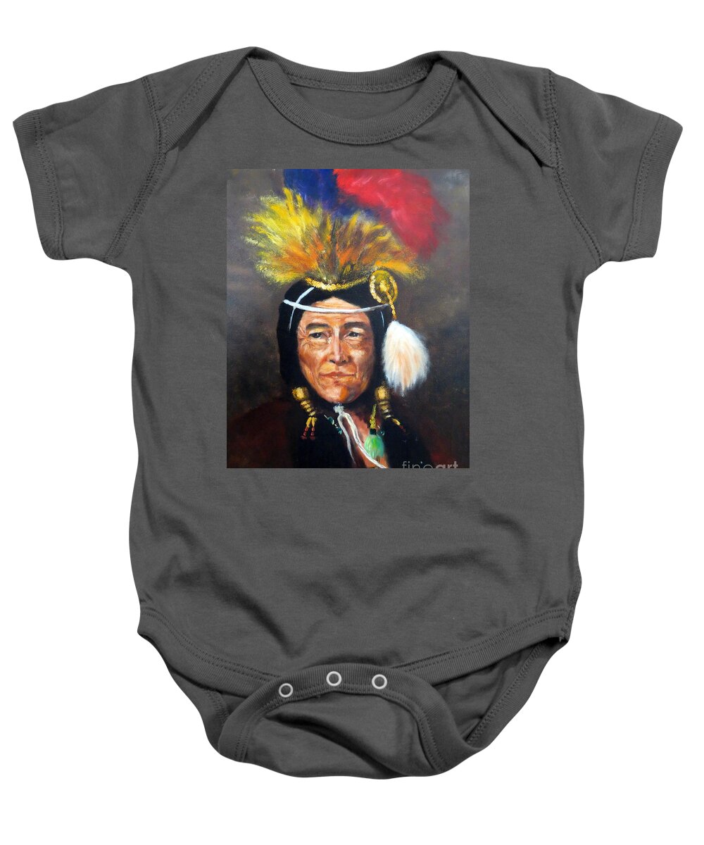 Lee Piper Baby Onesie featuring the painting Uncle Joe by Lee Piper