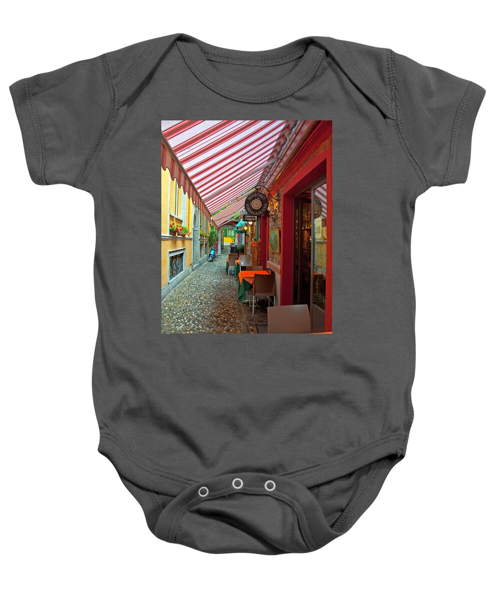 Bellagio Italy Baby Onesie featuring the photograph Under the Canopy - Lake Como, Bellagio, Italy by Denise Strahm