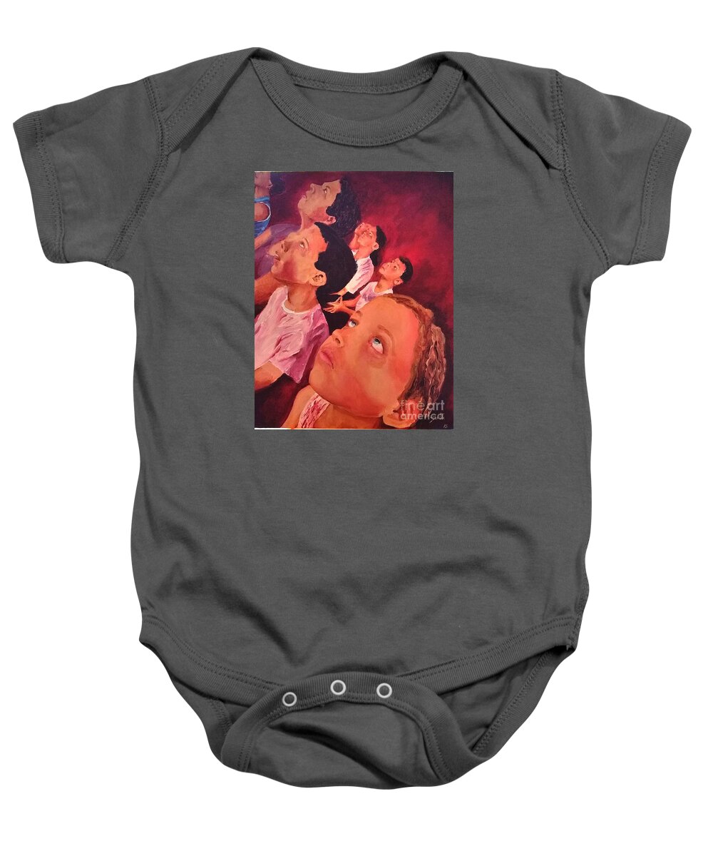 Circus Baby Onesie featuring the painting Under the circus lights by Eli Gross