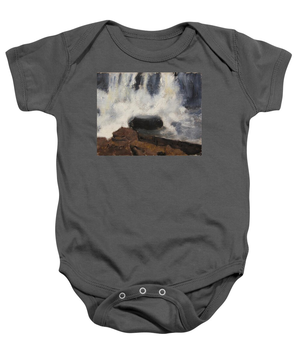 Painting Baby Onesie featuring the painting Under the Falls by Alan Mager
