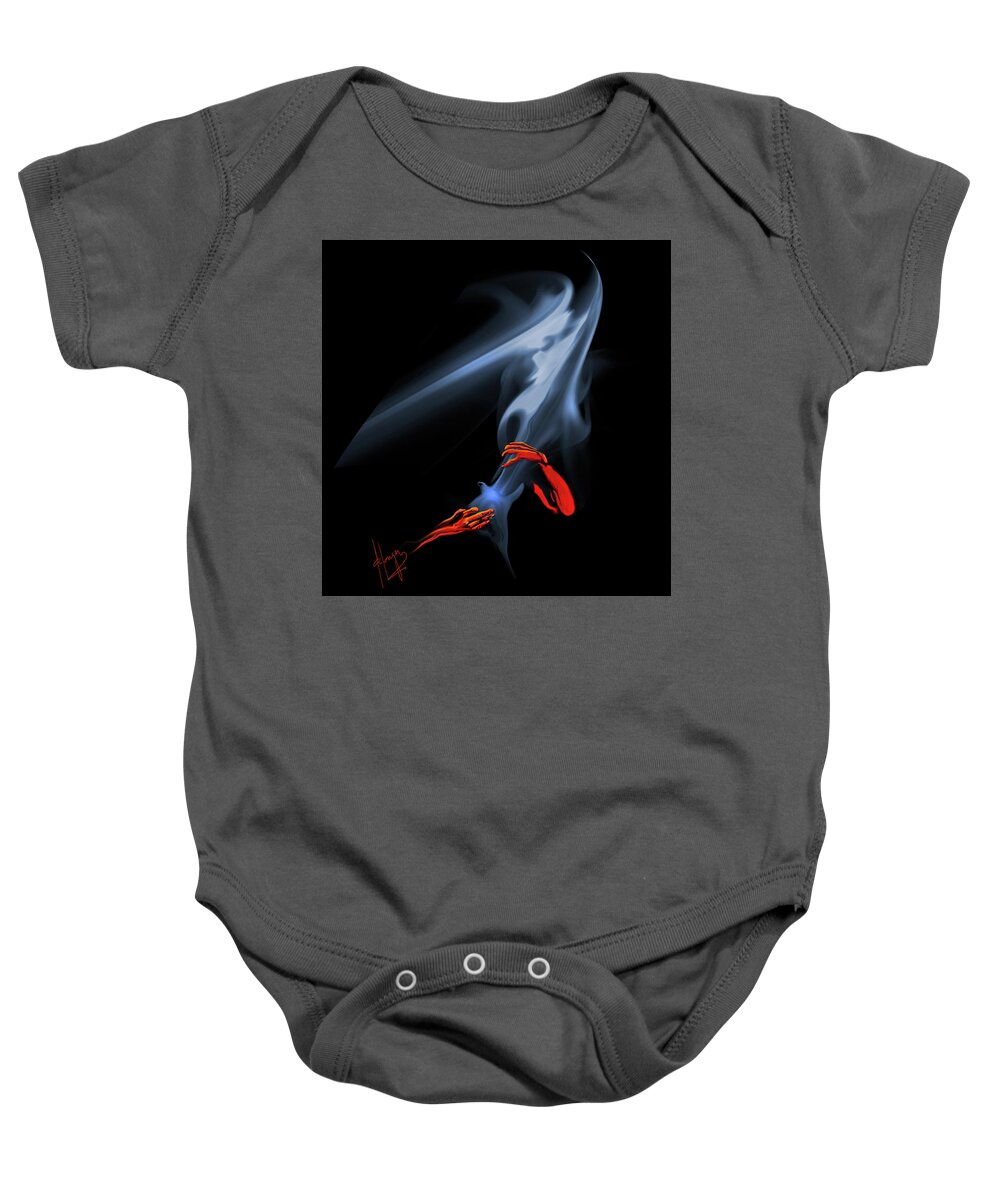 Guitar Baby Onesie featuring the painting Unholy Smoke by DC Langer