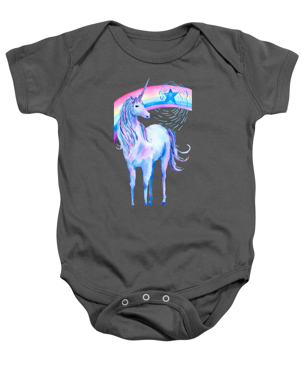 Unicorn Baby Onesie featuring the jewelry Unicorn and Rainbow by Ericamaxine Price