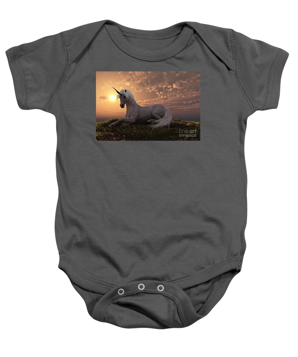 Unicorn Baby Onesie featuring the painting Unicorn by Corey Ford