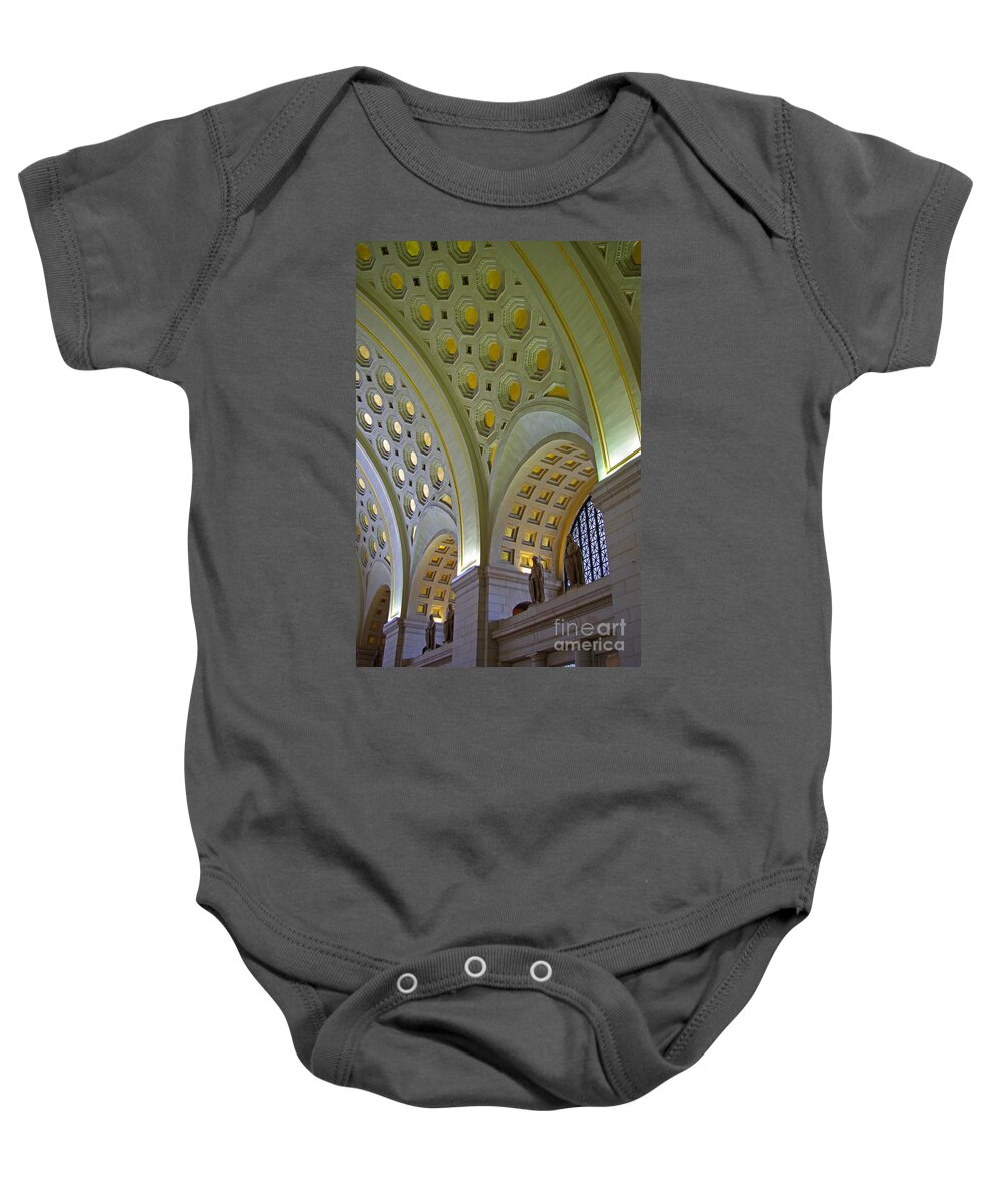 Washington Dc Baby Onesie featuring the photograph Union Station Ceiling by Rich Walter