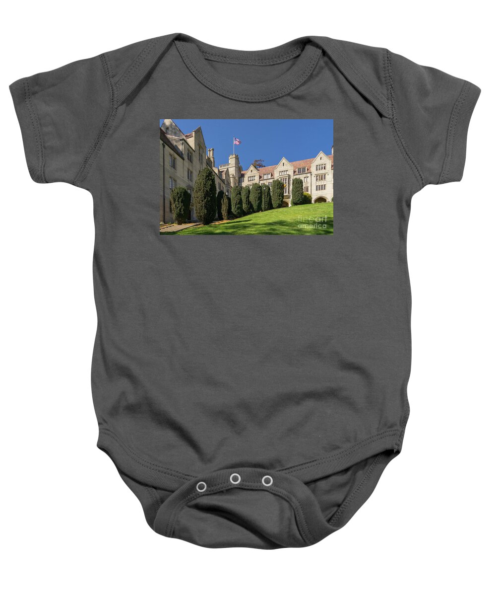 Wingsdomain Baby Onesie featuring the photograph University of California Berkeley Historical Bowles Hall College Dormatory DSC4733 by Wingsdomain Art and Photography