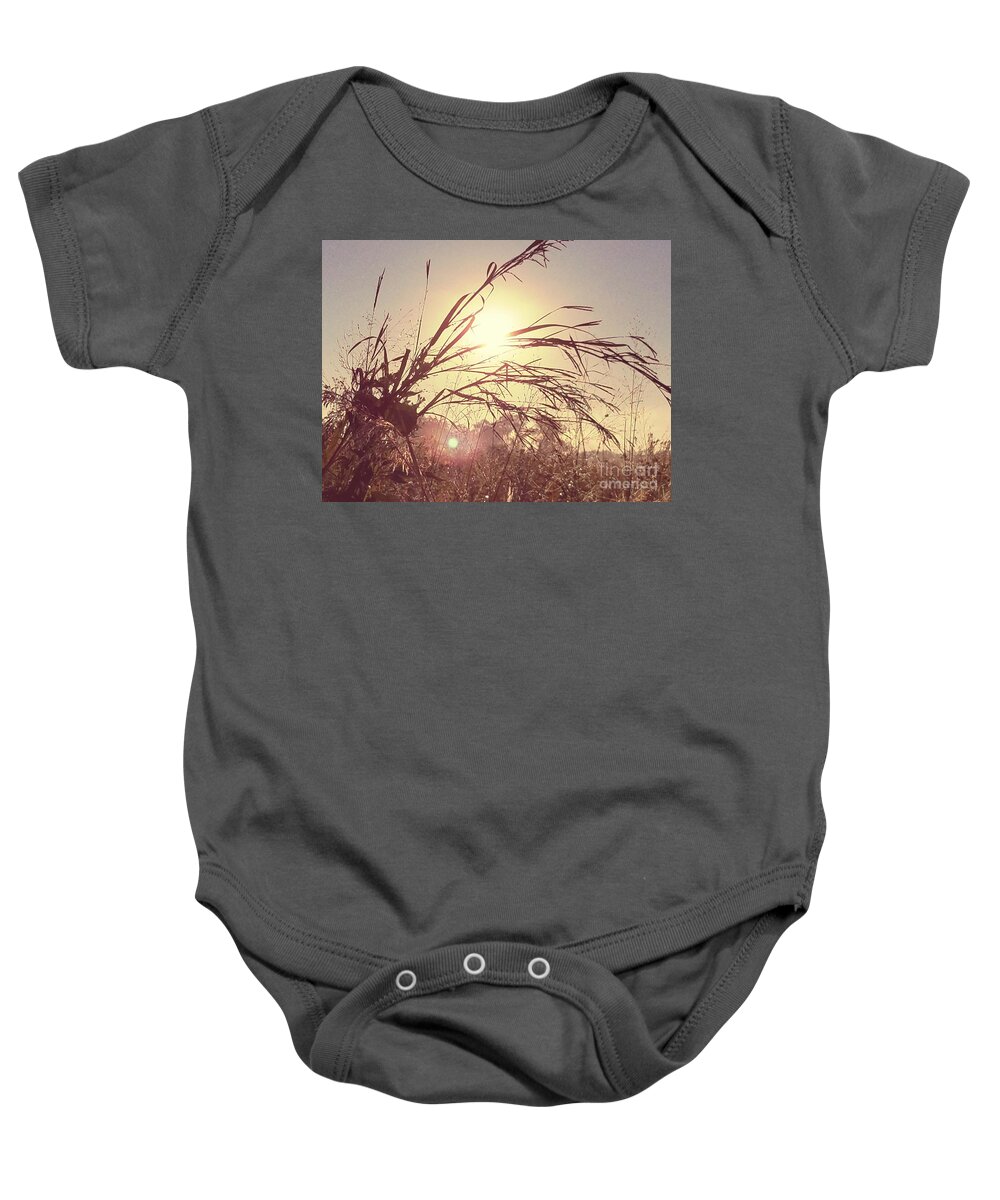 Upon The Rising Sun Baby Onesie featuring the photograph Upon the Rising Sun by Maria Urso