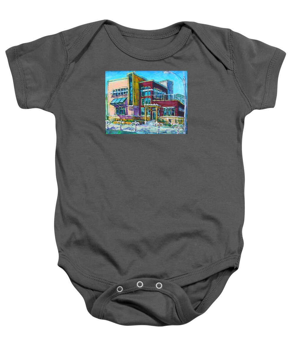 Urban Ecology Center Baby Onesie featuring the painting UEC On Site by Les Leffingwell