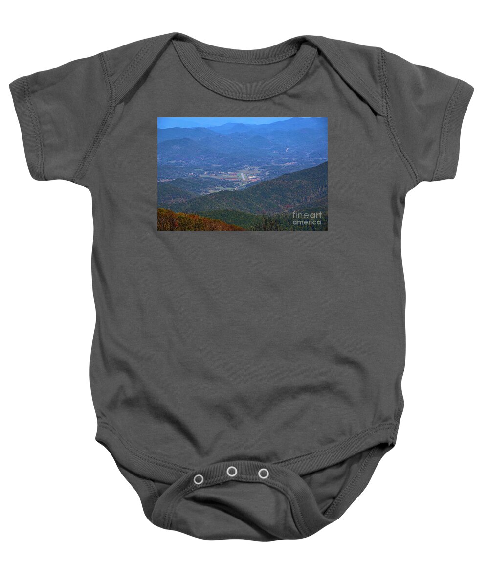 Airstrip Baby Onesie featuring the photograph Valley Airstrip by Tom Claud