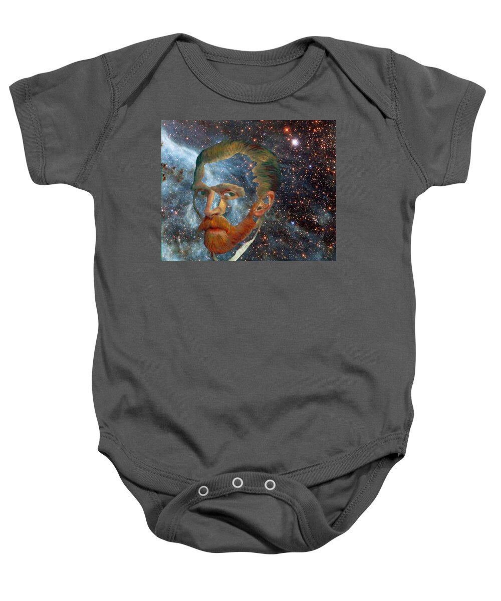 Art Baby Onesie featuring the digital art Van Gogh Art Study in Blue by Tristan Armstrong