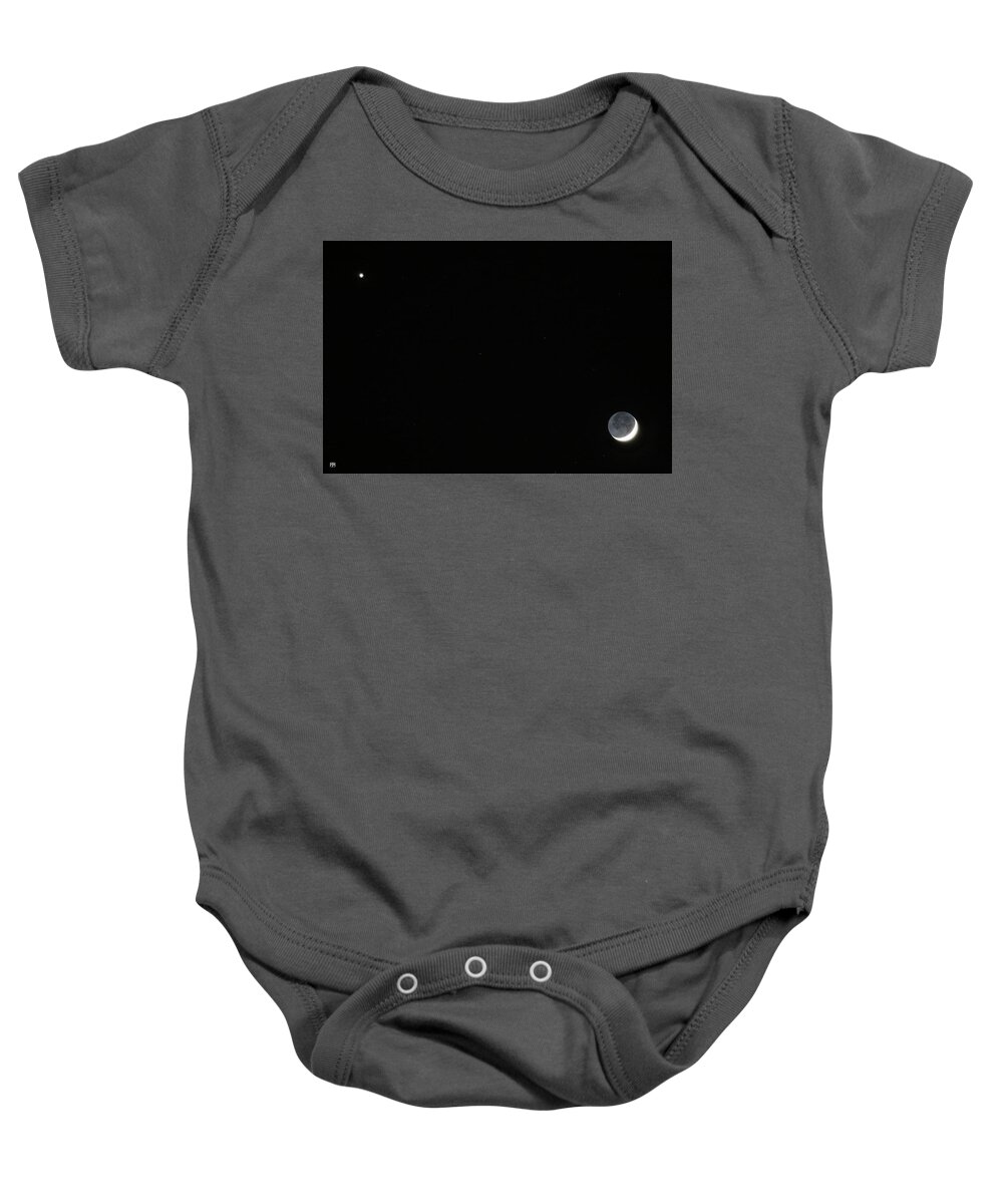 Venus Baby Onesie featuring the photograph Venus and the Moon by John Meader
