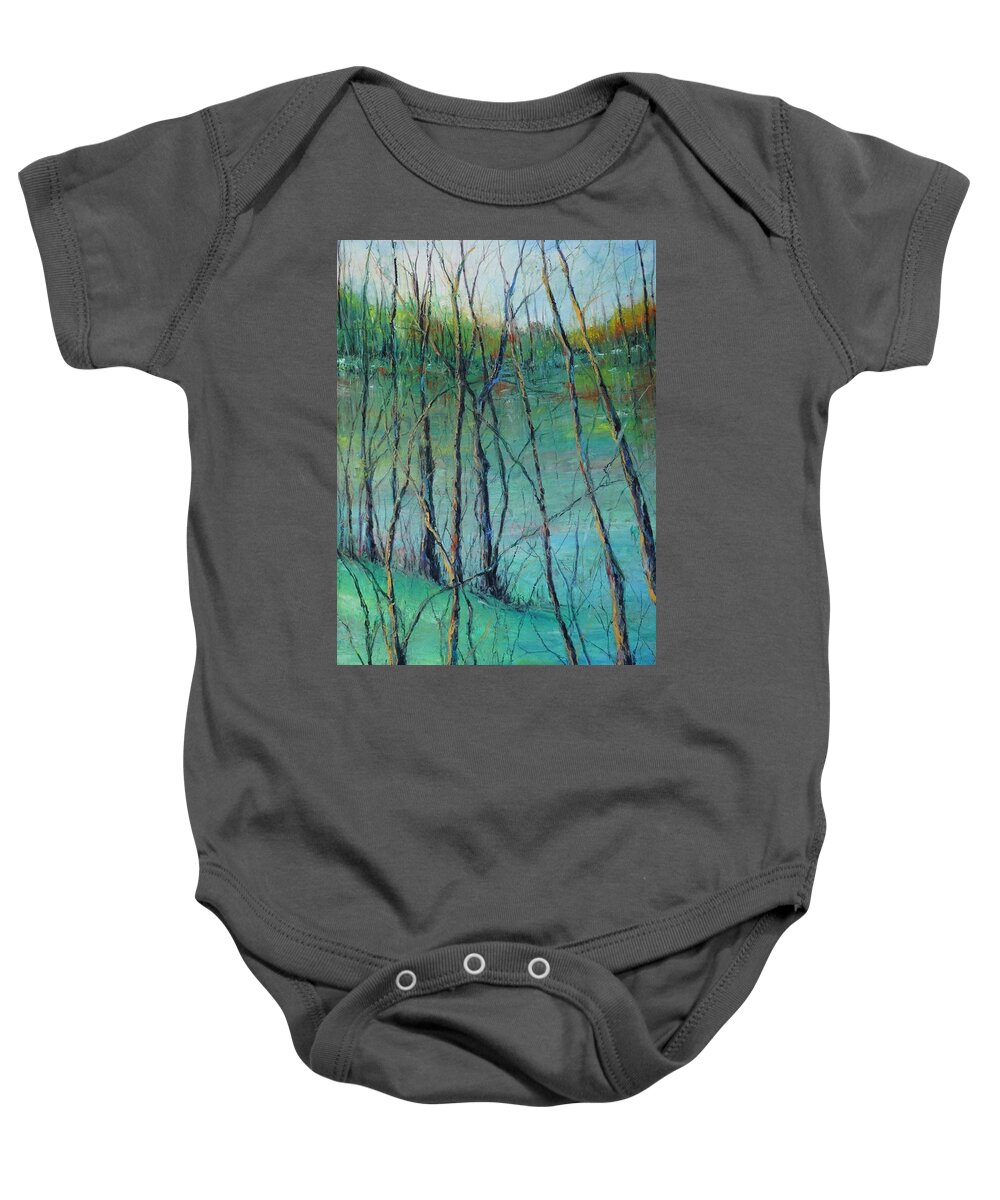 Trees Baby Onesie featuring the painting View of Nature's Canvas by Robin Miller-Bookhout