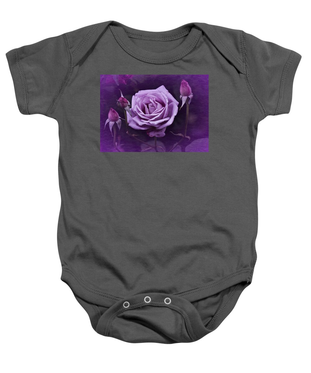 Rose Baby Onesie featuring the photograph Vintage Aug Purple Rose by Richard Cummings