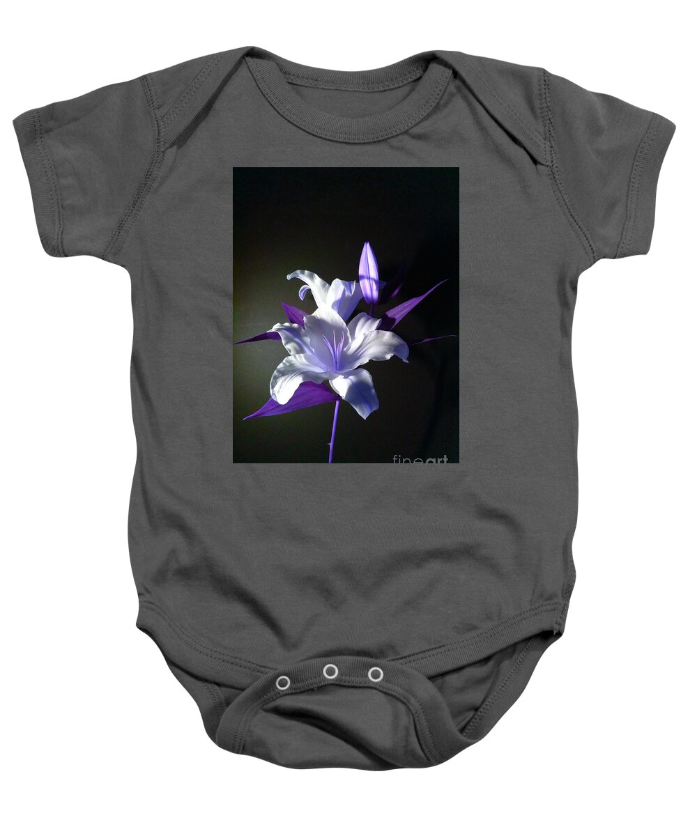 Violet Baby Onesie featuring the photograph Violet Lily by Delynn Addams