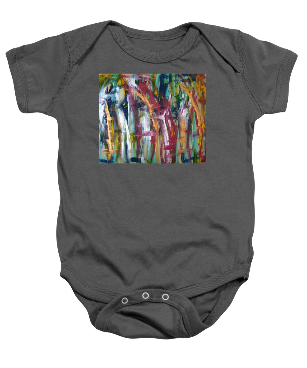 Abstract Artwork Baby Onesie featuring the painting W34 - luvu by KUNST MIT HERZ Art with heart