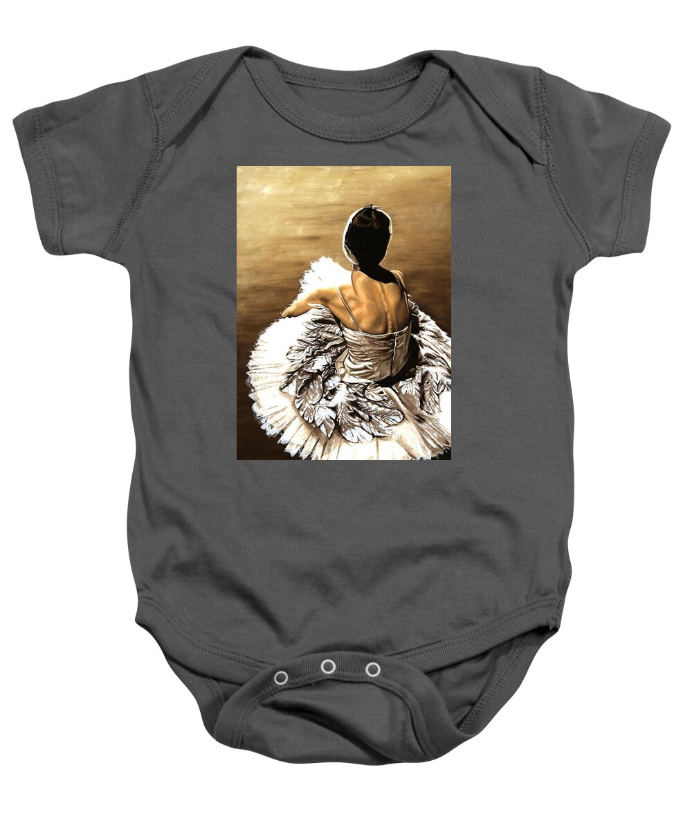 Ballet Baby Onesie featuring the painting Waiting in the Wings by Richard Young