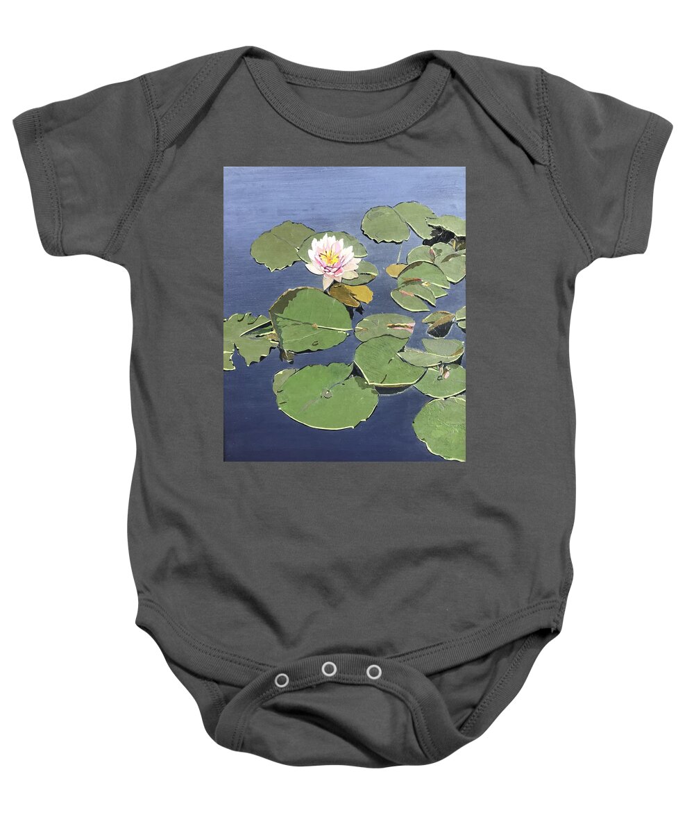 Recycled Baby Onesie featuring the painting Waiting Lotus by Leah Tomaino