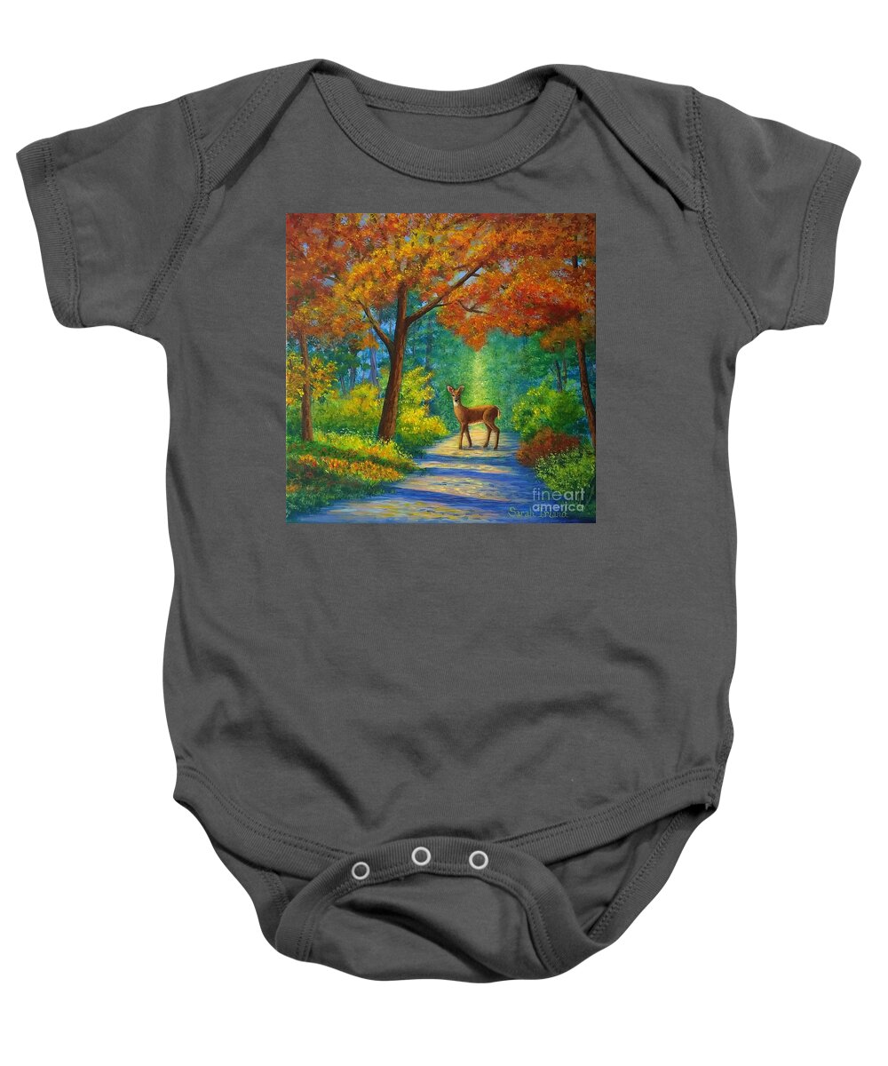Walk Baby Onesie featuring the painting Walk With Me? by Sarah Irland