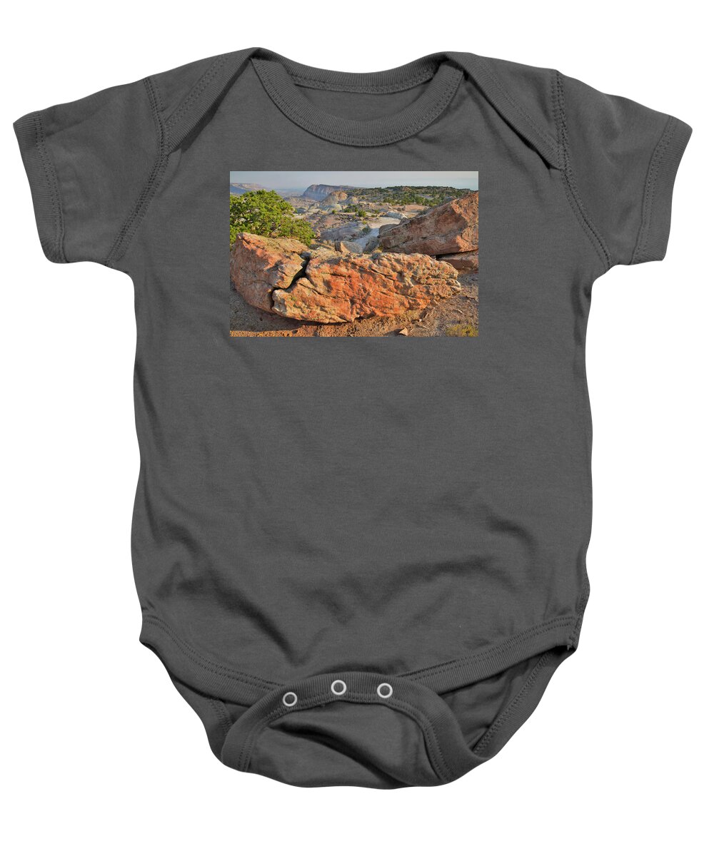 Grand Junction Baby Onesie featuring the photograph Walking Above the Bentonite Site by Ray Mathis
