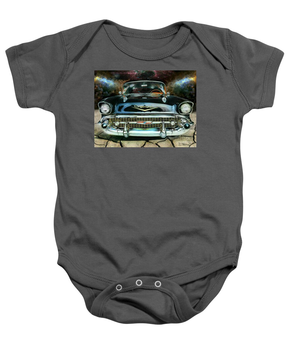 57 Chevy Baby Onesie featuring the mixed media Warp Nine by David Neace