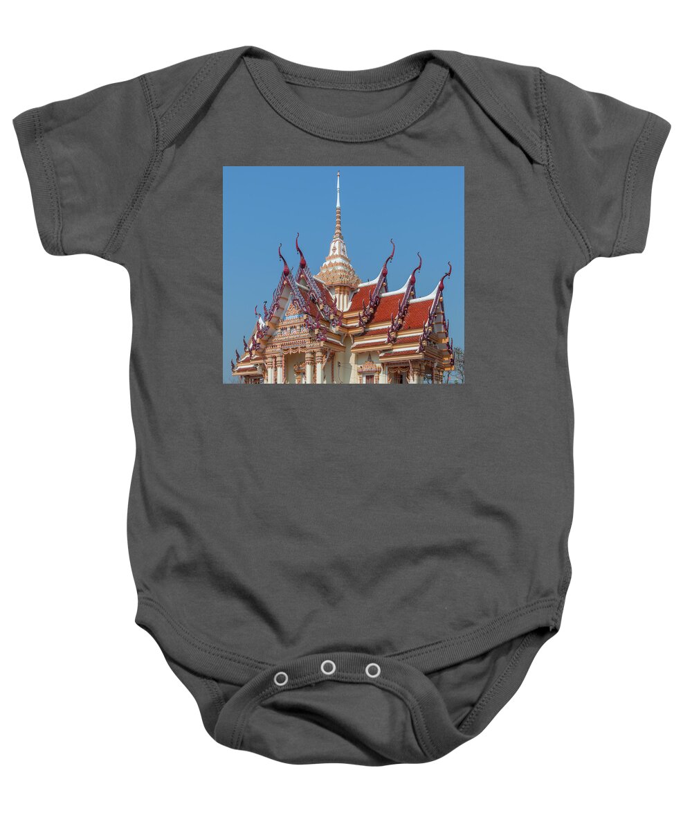 Temple Baby Onesie featuring the photograph Wat Khiriwong Wihan Roof DTHNS0067 by Gerry Gantt