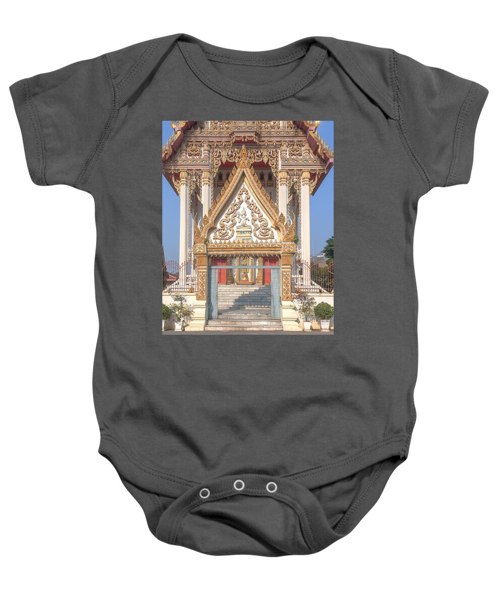 Temple Baby Onesie featuring the photograph Wat Woranat Bonphot Phra Ubosot Gate DTHNS0018 by Gerry Gantt