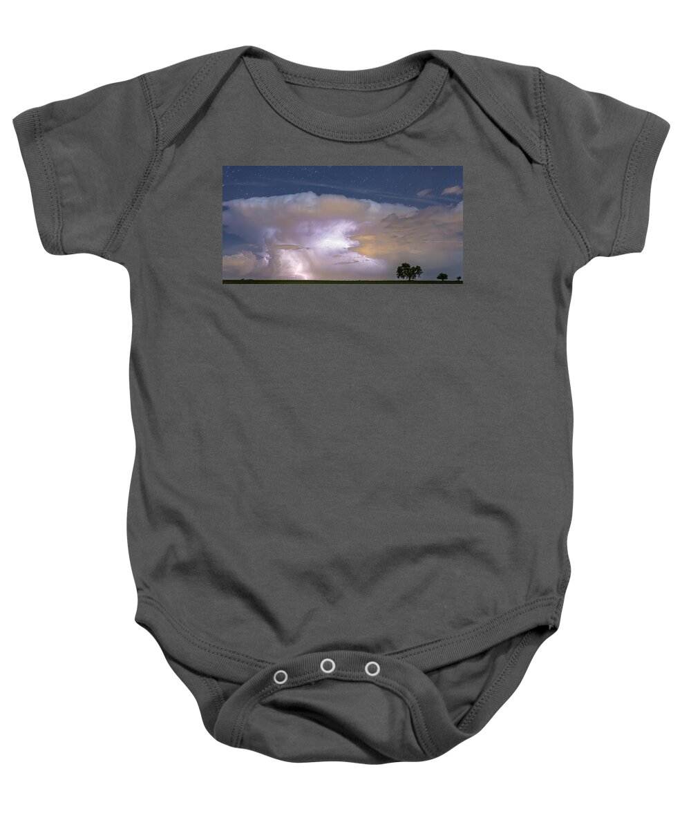 Storm Baby Onesie featuring the photograph Watching Natures Show Panorama by James BO Insogna