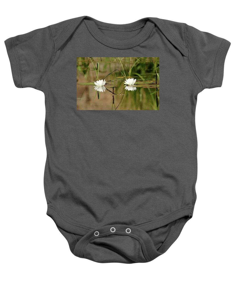 Water Lily Baby Onesie featuring the photograph Water Lily Duet by Debbie Oppermann