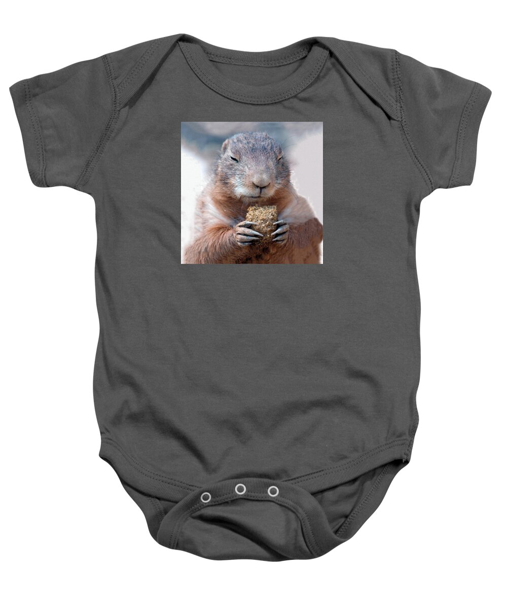 Prairie Dog Baby Onesie featuring the photograph We Thank Thee Lord Our Daily Bread by William Bitman