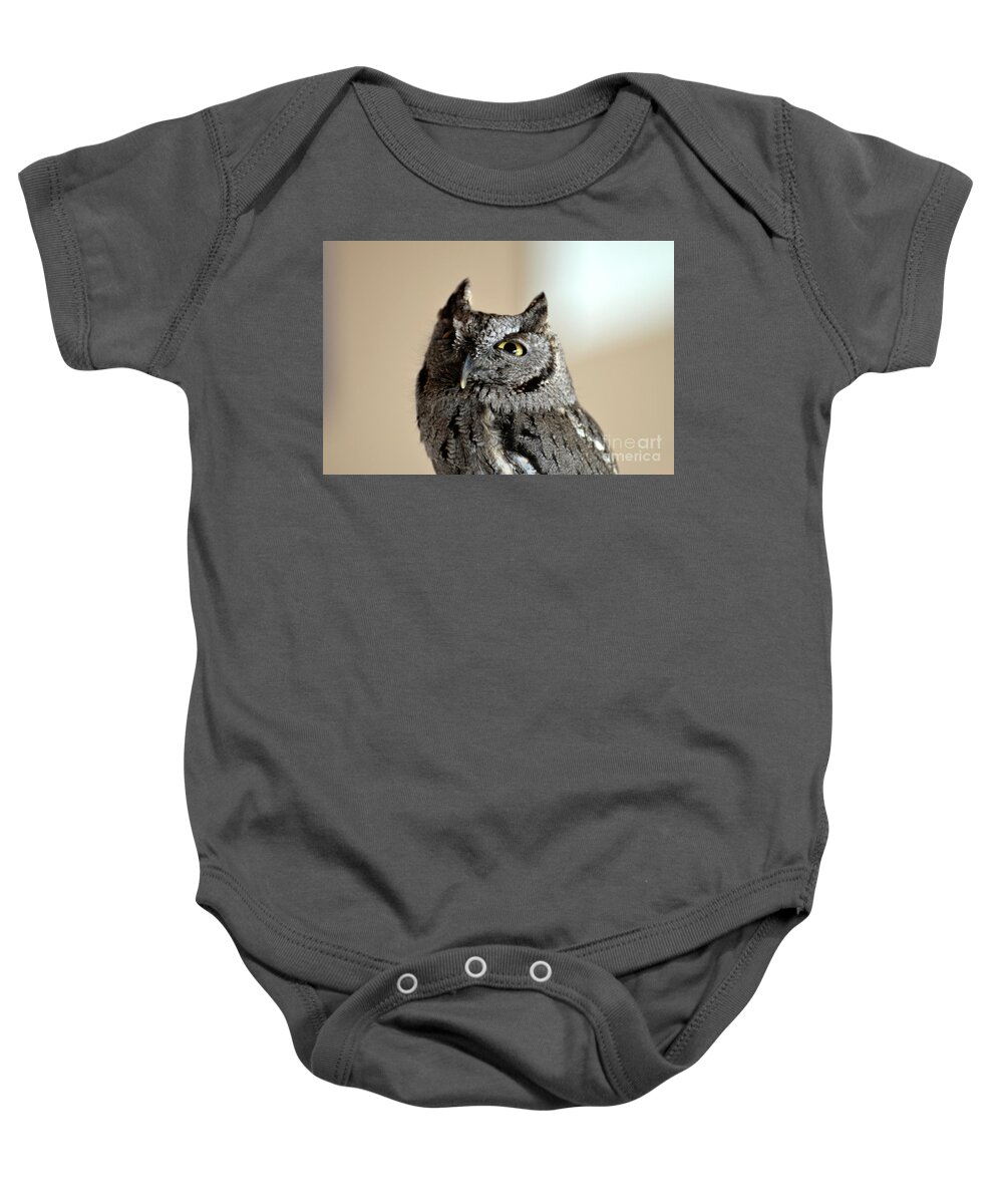 Denise Bruchman Baby Onesie featuring the photograph Wee Western Screech Owl by Denise Bruchman