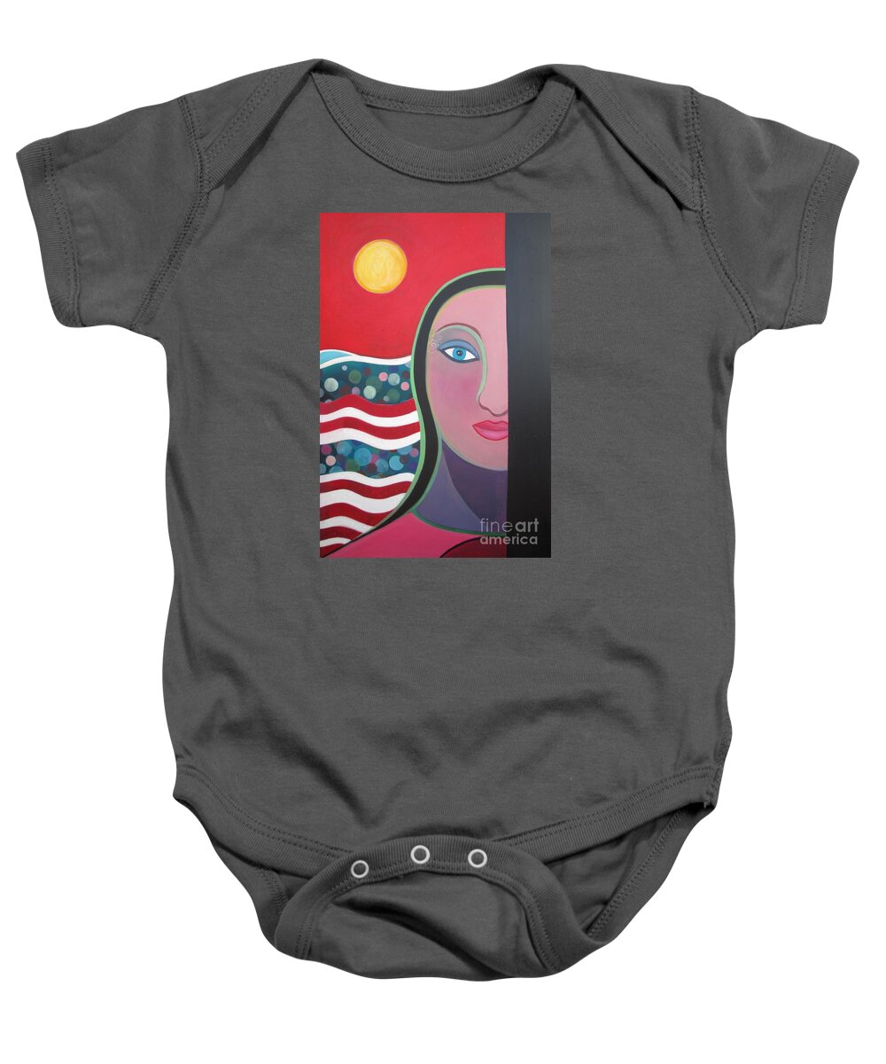 United States Baby Onesie featuring the painting Welcome by Helena Tiainen