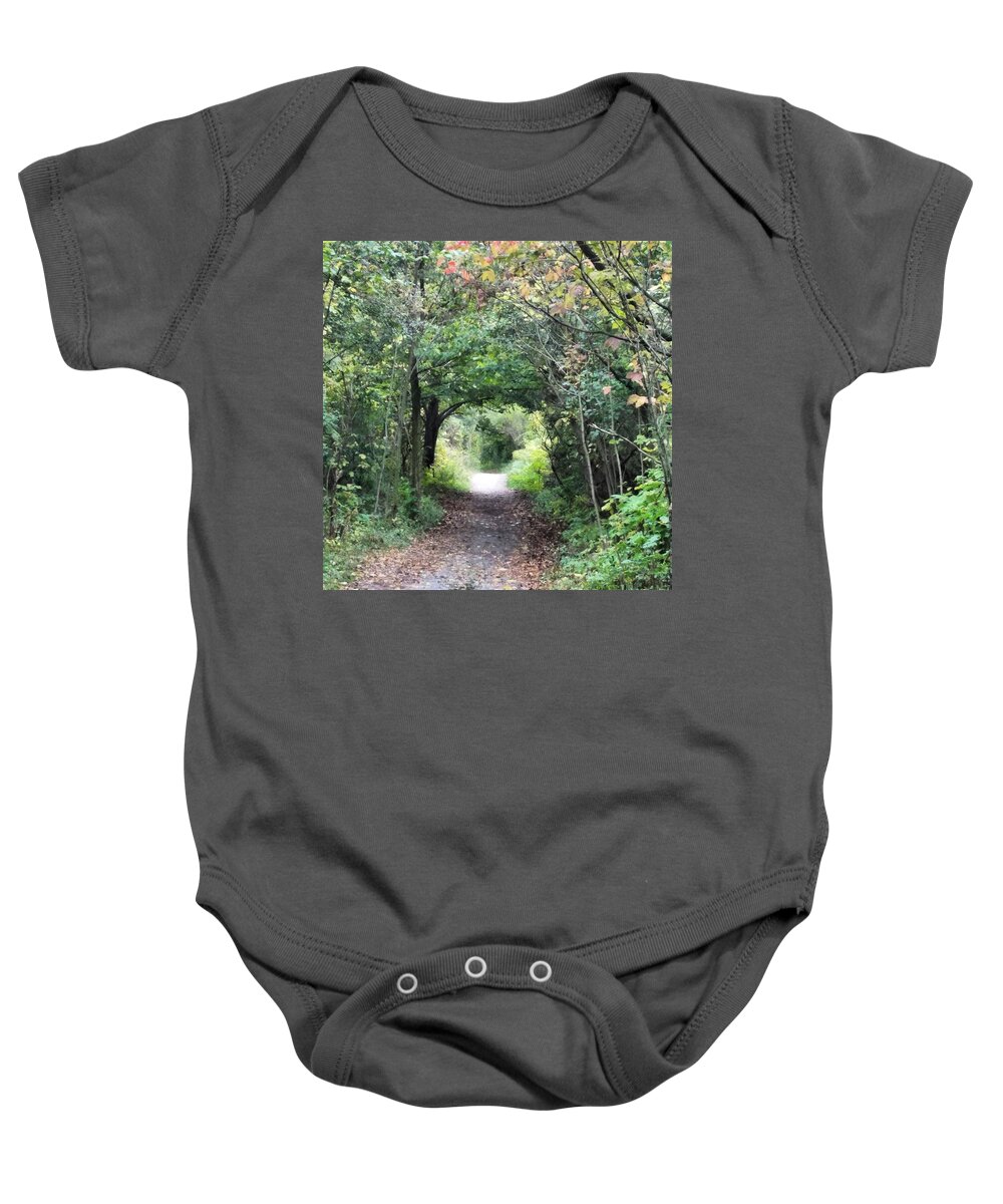Path Baby Onesie featuring the photograph Welcome to the Wooded Path by Vic Ritchey