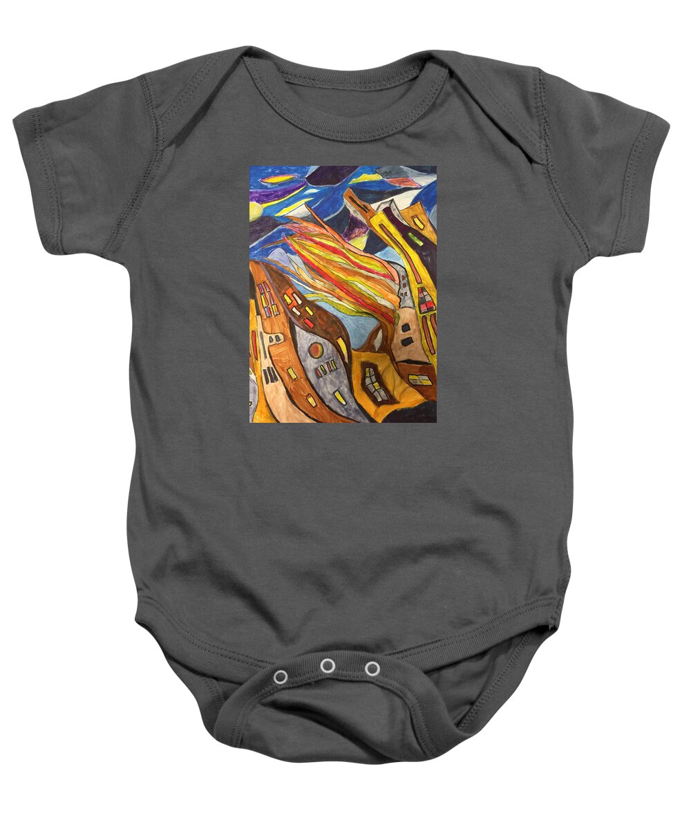 Impressionist Baby Onesie featuring the drawing Westward Blow by Dennis Ellman