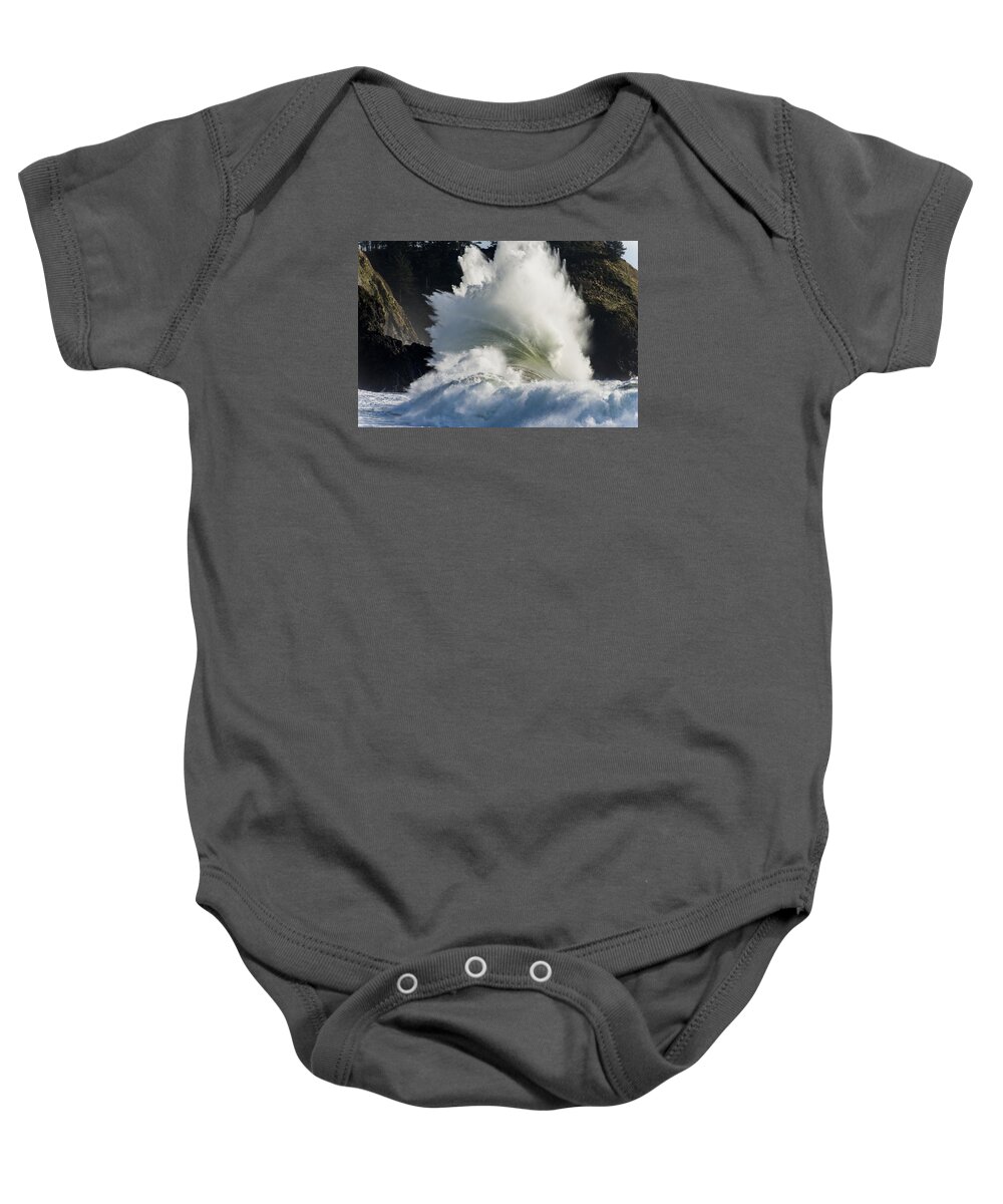 Cape Disappointment Baby Onesie featuring the photograph Wham by Robert Potts