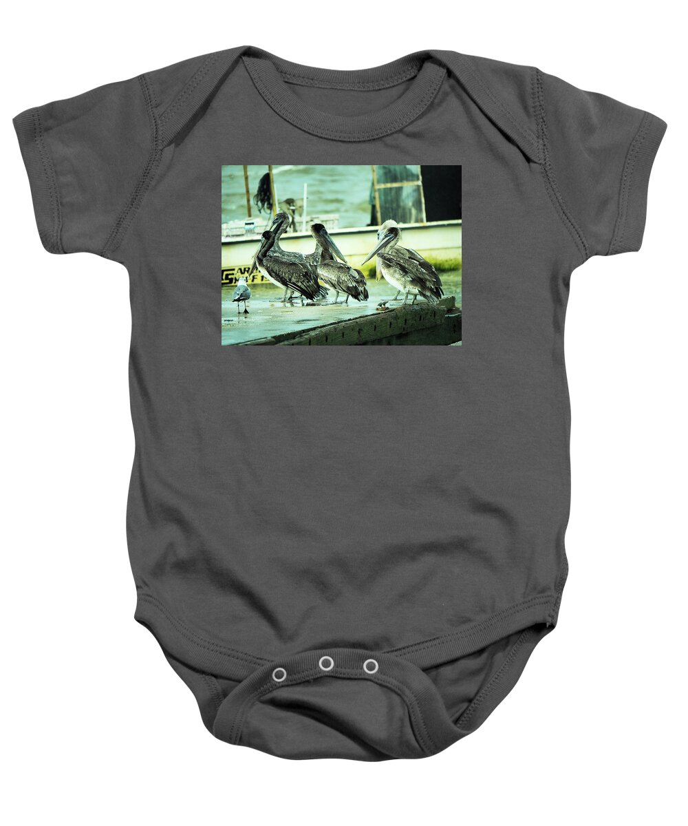 Sea Gull Baby Onesie featuring the photograph What's Up Guys by Jerry Connally