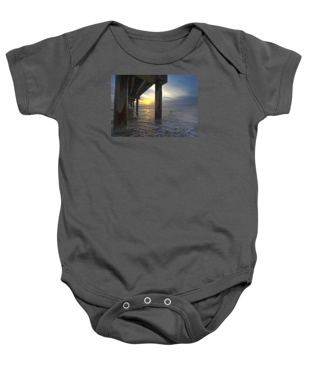 Silhouette Baby Onesie featuring the photograph Where the Sand meets the Surf by Robert Och