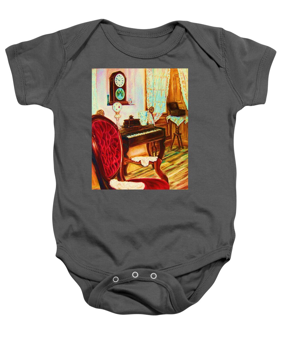 Prayer Room Baby Onesie featuring the painting Where Time Stands Still by Carole Spandau