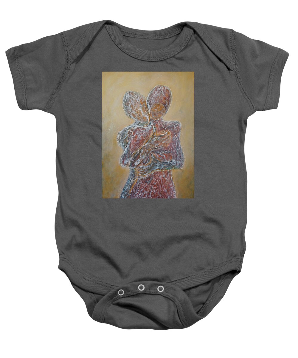 Abstract Baby Onesie featuring the painting Where You Start and I Begin by Theresa Marie Johnson