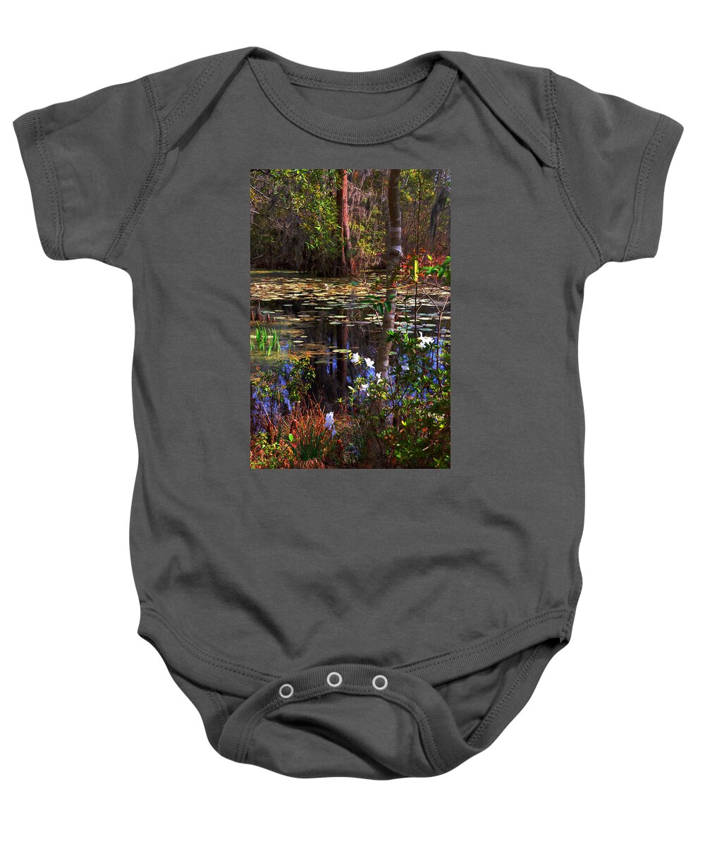 Swamp Baby Onesie featuring the photograph White Azaleas in the Swamp by Susanne Van Hulst