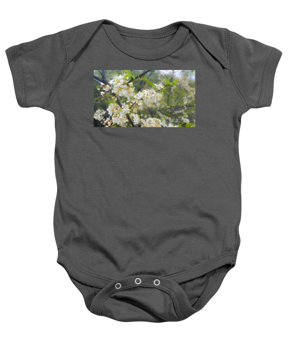 Flowers Baby Onesie featuring the photograph White Blossoms on Fruit Tree by Lynn Hansen